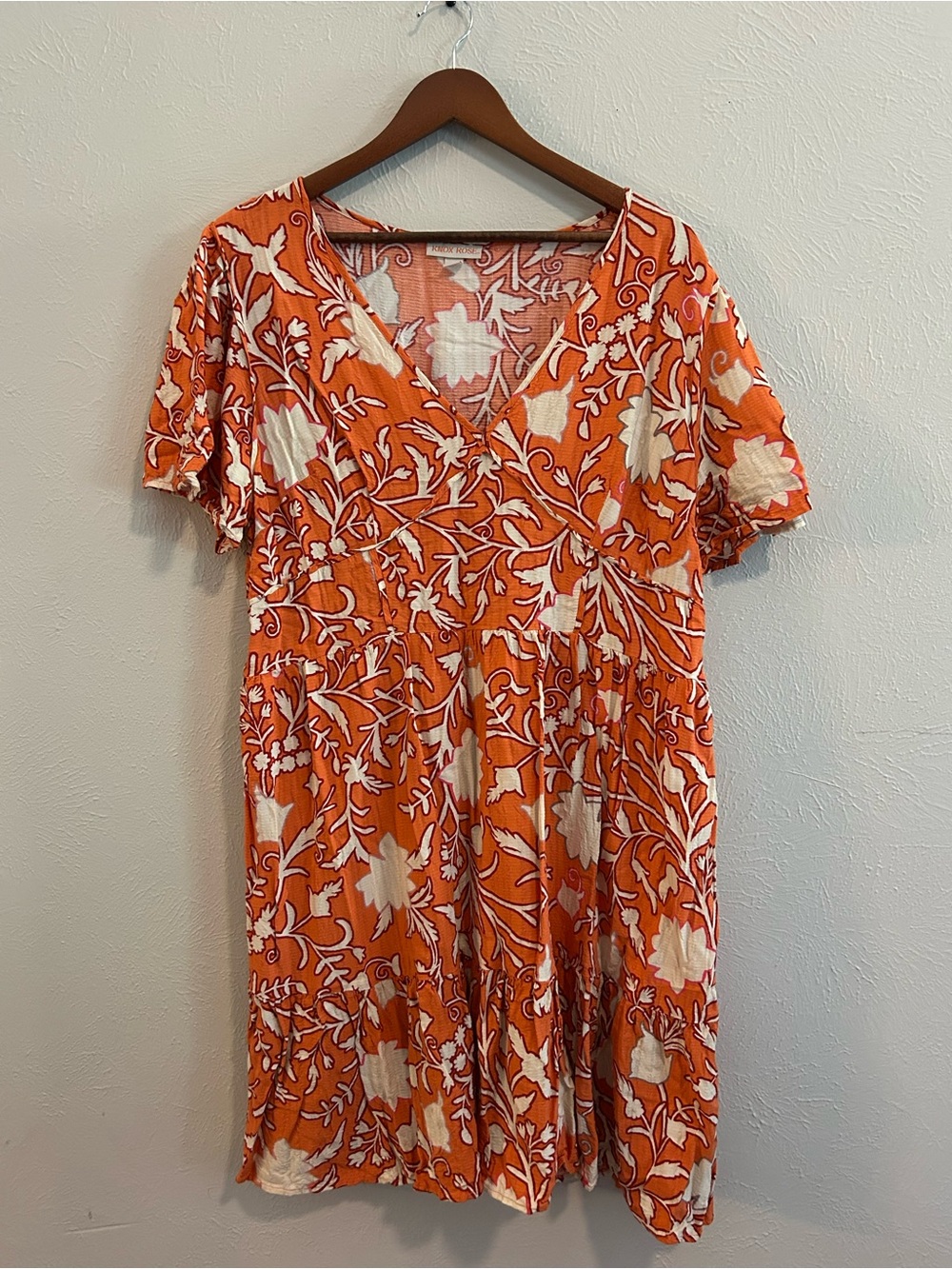 Knox Rose Orange and Cream Floral Mini Dress